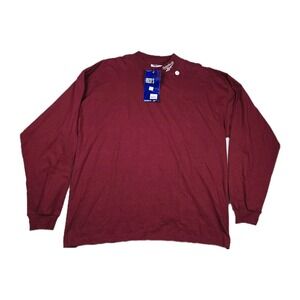 Vintage Reebok Men's Large Mock Long Sleeve Lightweight‎ Fleece Dark Red Y2K New
